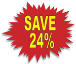 save 24% badge, promotional graphic